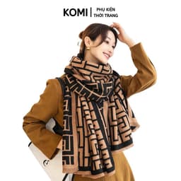 Khăn quàng cổ thời trang KOMI khăn choàng cổ mỏng họa tiết nam nữ mùa thu đông 1