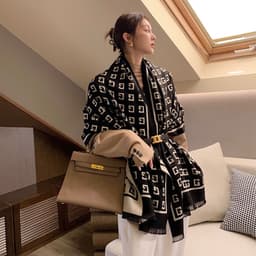 Khăn quàng cổ thời trang KOMI khăn choàng cổ mỏng họa tiết nam nữ mùa thu đông 3