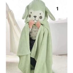 Khăn tắm cho bé khăn tắm có mũ hình thú bông mềm thấm hút cực tốt vải cotton siêu mịn, không bị xổ lông hay phai màu 4