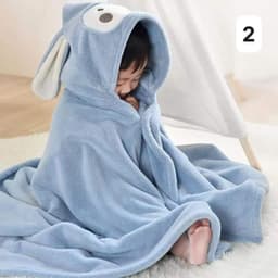 Khăn tắm cho bé khăn tắm có mũ hình thú bông mềm thấm hút cực tốt vải cotton siêu mịn, không bị xổ lông hay phai màu 2