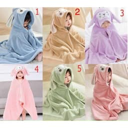 Khăn tắm cho bé khăn tắm có mũ hình thú bông mềm thấm hút cực tốt vải cotton siêu mịn, không bị xổ lông hay phai màu 3
