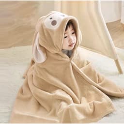 Khăn tắm cho bé khăn tắm có mũ hình thú bông mềm thấm hút cực tốt vải cotton siêu mịn, không bị xổ lông hay phai màu 1