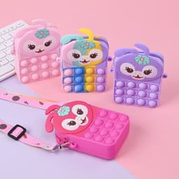 [Mới] Túi xách silicon pop-it đeo chéo hình thỏ hoa cho bé thời trang đựng bao bì lì xì, mỹ phẩm 4