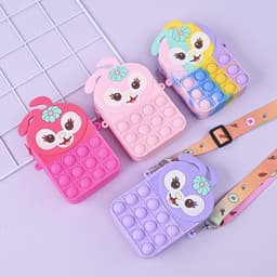 [Mới] Túi xách silicon pop-it đeo chéo hình thỏ hoa cho bé thời trang đựng bao bì lì xì, mỹ phẩm 2