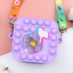 [Mới] Túi xách silicon đeo chéo pop it hình Tik cho bé thời trang đựng bao bì lì xì, mỹ phẩm 6