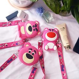 [Mới] Túi xách đeo chéo silicon hình gấu dâu lotso, thời trang dễ thương, đựng mỹ phẩm tai nghe thẻ 9