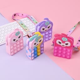 [Mới] Túi xách silicon pop-it đeo chéo hình thỏ hoa cho bé thời trang đựng bao bì lì xì, mỹ phẩm 5