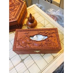 Hộp đựng khăn giấy ăn gỗ hương hình chữ nhật kích thước 23*12 7