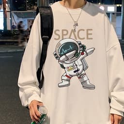 Áo Sweater Unisex HappyFamily SPACE Họa Tiết Phi Hành Gia Chất Cotton 100 Cao Cấp-2 Màu Trắng/Đen 2