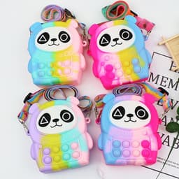[Mới] Túi xách silicon đeo chéo hình gấu trúc cho bé thời trang đựng bao bì lì xì, mỹ phẩm 2