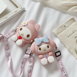 [Mới] Túi xách đeo chéo silicon hình thỏ hồng tai dài, thời trang dễ thương đựng bao lì xì mỹ phẩm 5