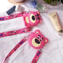 [Mới] Túi xách đeo chéo silicon hình gấu dâu lotso, thời trang dễ thương, đựng mỹ phẩm tai nghe thẻ 6