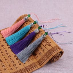 COMBO 5/10 Tua Rua Ngắn Hạt Xanh 8cm Treo Sáo Trúc, Quạt Cổ Trang, Ngọc Bội, Bookmark, DIY Handmade 2
