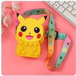 [Mới] Túi xách silicon pop it hình pikachu đeo chéo thời trang đựng bao bì lì xì, mỹ phẩm 5