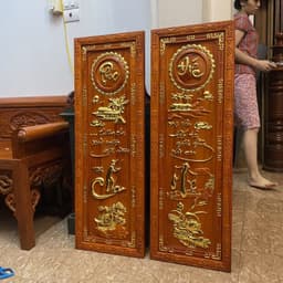 Tranh câu đối cha mẹ gỗ hương dát vàng Đài Loan 24k Bền Đẹp 3