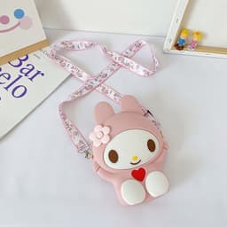 [Mới] Túi xách đeo chéo silicon hình thỏ hồng tai dài, thời trang dễ thương đựng bao lì xì mỹ phẩm 7
