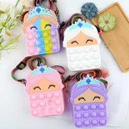 [Mới] Túi xách silicon đeo chéo hình công chúa cho bé thời trang đựng bao bì lì xì, mỹ phẩm túi tỏi 2