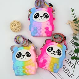 [Mới] Túi xách silicon đeo chéo hình gấu trúc cho bé thời trang đựng bao bì lì xì, mỹ phẩm 9