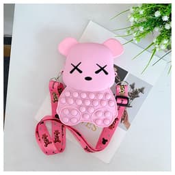 [Mới] Túi xách đeo chéo silicon hình gấu Bearbrick pop it bong bóng giảm căng thẳng, thời trang dễ thương 7