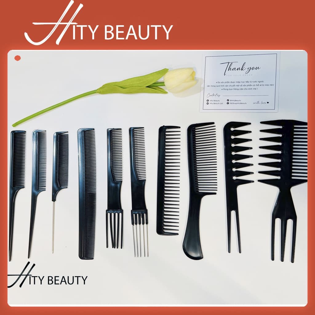 [10 cây] Set Lược làm tóc chuyên nghiệp, cá nhân cao cấp giá siêu rẻ cho makeup trang điểm- Hity Beauty
