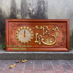 Tranh Đồng Hồ Treo Tường Gỗ hương Nam Phi Kích thước 41*81cm 1