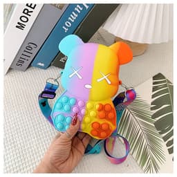 [Mới] Túi xách đeo chéo silicon hình gấu Bearbrick pop it bong bóng giảm căng thẳng, thời trang dễ thương 2