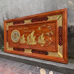 Tranh Đồng hồ treo tường gỗ hương kích thước 67*127cm 5