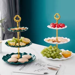 Khay mứt 3 tầng bằng nhựa, Khay đựng bánh kẹo mứt hoa quả 3 tầng decor, 3