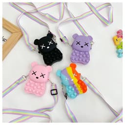 [Mới] Túi xách đeo chéo silicon hình gấu Bearbrick pop it bong bóng giảm căng thẳng, thời trang dễ thương 5