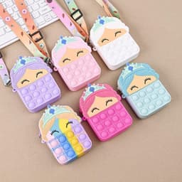 [Mới] Túi xách silicon đeo chéo hình công chúa cho bé thời trang đựng bao bì lì xì, mỹ phẩm túi tỏi 3