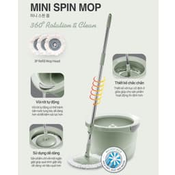 Bộ Cây Lau Nhà LocknLock Tự Vắt, 360 Độ Kèm bông lau ETM498MITS2, Hàng Chính Hãng - JoyMall 3