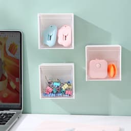 VINBEO Hộp đựng đồ nắp lật trong suốt gắn tường dùng để đựng bông tẩy trang,Tăm bông,Phụ kiện tiện lợi ANHI004 4