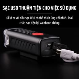 Đèn pha xe đạp thể thao chống nước, Đèn led xe đạp sạc USB siêu sáng DP02 3