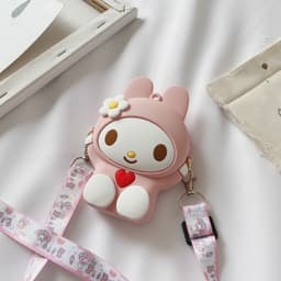 [Mới] Túi xách đeo chéo silicon hình thỏ hồng tai dài, thời trang dễ thương đựng bao lì xì mỹ phẩm 4