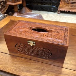 Hộp đựng khăn giấy ăn gỗ hương hình chữ nhật kích thước 23*12 3