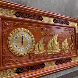 Tranh Đồng hồ treo tường gỗ hương kích thước 67*127cm 4