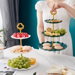 Khay mứt 3 tầng bằng nhựa, Khay đựng bánh kẹo mứt hoa quả 3 tầng decor, 1