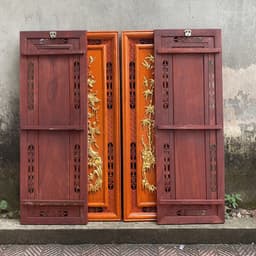 Bộ tranh tứ quý gỗ hương đỏ nam phi kích thước 37*107,dày 3cm hoàn thiện sơn pu dát vàng Đài Loan cao cấp 6