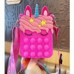 Túi đeo chéo silicon pony kỳ lân bong bóng pop it cho bé gái quà tặng tết đựng bao lì xì, túi tỏi 3