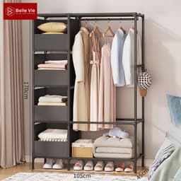 Tủ Treo Quần Áo Bằng Kim Loại TIEM Kệ, Tủ Treo Quần Áo Láp Ráp Tiện Lợi Thông Minh Dễ Dàng TQAS 5