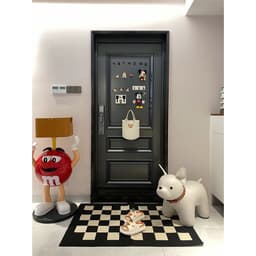 Thảm chùi chân cao cấp SỢI LEN CARO ĐEN KEM 50*80cm mật độ dệt cao, chắc chắn phong cách Châu Âu 5
