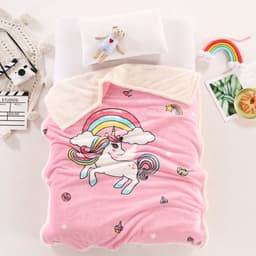 Chăn lông cừu cho bé chăn cừu kích thước 1mx1m4 mẫu ngựa hồng Pony - drapbeding 4