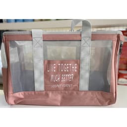 Túi xách vải lưới Live Togethe Much Better đựng dụng cụ trang điểm,đồ làm tóc, mỹ phẩm trang điểm - Hity Beauty 4