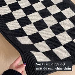 Thảm chùi chân cao cấp SỢI LEN CARO ĐEN KEM 50*80cm mật độ dệt cao, chắc chắn phong cách Châu Âu 6