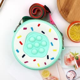 [mới] Túi xách đeo chéo silicon hình bánh donut tròn làm quà tặng bạn gái đựng bao lì xì mỹ phẩm 6