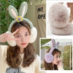 Bịt Tai Lót Lông Gấp Gọn Tiện Dụng Hình Bông Hoa Tai Thỏ Dễ Thương ( trùm tai ) 1