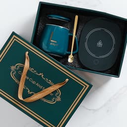 Cốc Hâm Nóng LucKy , Bộ ly sứ kèm đế điện hâm nóng trà, cafe, hâm sữa + Tặng kèm thìa vàng, hộp sang trọng 8