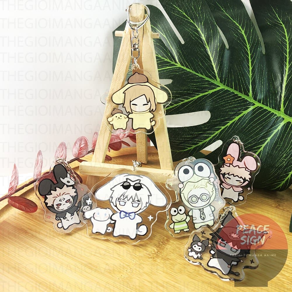 (Mua 1 tặng 1) Móc khóa in hình Jujutsu kaisen chú thuật hồi chiến ver DẮT THÚ CƯNG chibi anime Mica trong acrylic