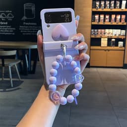 [CÓ SẴN] Nhiều màu - Ốp Z Flip 8 - Flip6 - Z Flip5 - Z Flip7 5G kèm thanh bảo vệ bản lề charm tim và dây phối xinh xắn 3