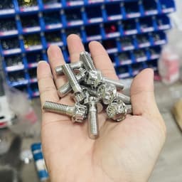 Ốc inox SALAYA size 8li15/8li25/8li30/8li40/8li60 ĐẦU TRỤ BÔNG cực sáng đẹp gắn dàn chân xe máy 5